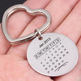 Data Calendar Keychain Heart Keyring Couples Anniversary Family Birthday