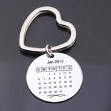 Data Calendar Keychain Heart Keyring Couples Anniversary Family Birthday