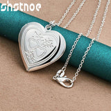 925 Silver Heart Photo Frame Pendant Necklace Wedding Party Jewelry