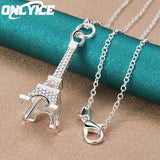 925 Silver Eiffel Tower Pendant Necklace with 16-30 Inch Chain