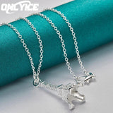 925 Silver Eiffel Tower Pendant Necklace with 16-30 Inch Chain