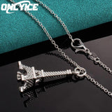 925 Silver Eiffel Tower Pendant Necklace with 16-30 Inch Chain
