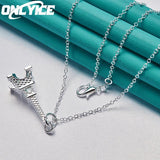 925 Silver Eiffel Tower Pendant Necklace with 16-30 Inch Chain