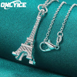 925 Silver Eiffel Tower Pendant Necklace with 16-30 Inch Chain