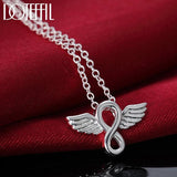 925 Sterling Silver Angel Wings Pendant Necklace 18 Inches