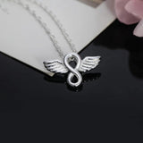 925 Sterling Silver Angel Wings Pendant Necklace 18 Inches