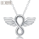 925 Sterling Silver Angel Wings Pendant Necklace 18 Inches
