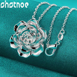 925 Silver Rose Flower Pendant Necklace Wedding Party Charm Jewelry
