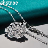 925 Silver Rose Flower Pendant Necklace Wedding Party Charm Jewelry