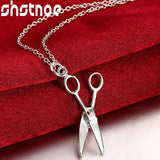 925 Silver Scissors Pendant Necklace 16-30 Inch Chain Women Party Engagement