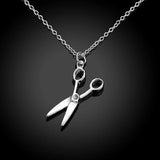 925 Silver Scissors Pendant Necklace 16-30 Inch Chain Women Party Engagement