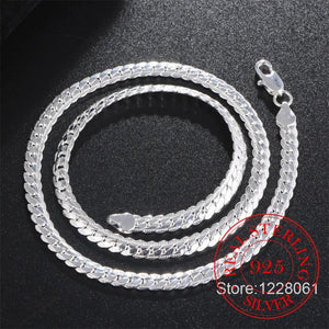 925 Silver Flat Snake Chain Necklace Unisex