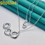 925 Silver 16-30 Inch Chain Three Circle Pendant Necklace For Women