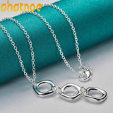 925 Silver 16-30 Inch Chain Three Circle Pendant Necklace For Women
