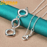 925 Silver 16-30 Inch Chain Three Circle Pendant Necklace For Women