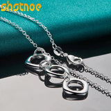 925 Silver 16-30 Inch Chain Three Circle Pendant Necklace For Women