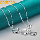 925 Silver 16-30 Inch Chain Three Circle Pendant Necklace For Women
