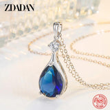 925 Silver Water Drop Crystal Necklace For Women