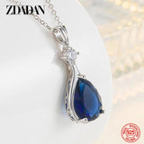 925 Silver Water Drop Crystal Necklace For Women