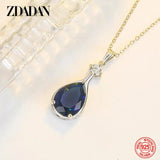 925 Silver Water Drop Crystal Necklace For Women