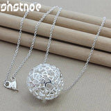 Sterling Silver Hollow Ball Pendant Necklace 16-30 Inch Chain