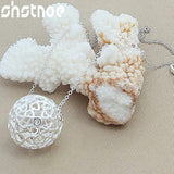 Sterling Silver Hollow Ball Pendant Necklace 16-30 Inch Chain