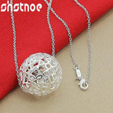 Sterling Silver Hollow Ball Pendant Necklace 16-30 Inch Chain