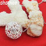Sterling Silver Hollow Ball Pendant Necklace 16-30 Inch Chain