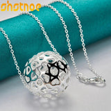 Sterling Silver Hollow Ball Pendant Necklace 16-30 Inch Chain