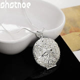 925 Silver Round Photo Frame Pendant Necklace 16-30 Inches Chain