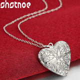 925 Silver Heart Photo Frame Pendant Necklace Wedding Engagement Gift