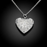 925 Silver Heart Photo Frame Pendant Necklace Wedding Engagement Gift