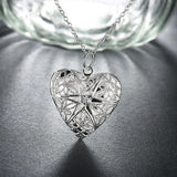 925 Silver Heart Photo Frame Pendant Necklace Wedding Engagement Gift
