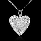 925 Silver Heart Photo Frame Pendant Necklace Wedding Engagement Gift