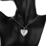 925 Silver Heart Photo Frame Pendant Necklace Wedding Engagement Gift