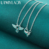 925 Silver Angel Wings Pendant Necklace Chain Wedding Jewelry