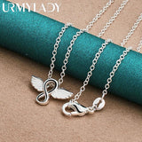 925 Silver Angel Wings Pendant Necklace Chain Wedding Jewelry