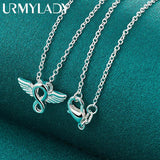 925 Silver Angel Wings Pendant Necklace Chain Wedding Jewelry