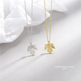 925 Sterling Silver Maple Leaf Pendant Necklace Women's Fine Jewelry