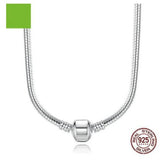 925 Silver Necklace Ball Barrel Clasp Snake Chain Bead Charm DIY Jewelry