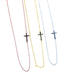 925 Silver Sideway Cross Thin Chain Necklace
