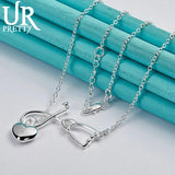 925 Sterling Silver Heart Stethoscope Necklace 18 Inch Chain