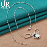 925 Sterling Silver Heart Stethoscope Necklace 18 Inch Chain