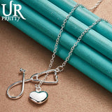 925 Sterling Silver Heart Stethoscope Necklace 18 Inch Chain