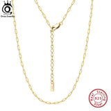 14K Plated 925 Sterling Silver Paperclip Chain Necklace