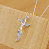 925 Silver Double Twist Cross Pendant Necklace 16-30 Inch Chain