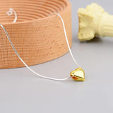 925 Silver Heart Sparklin Chain Necklace For Women Chocker