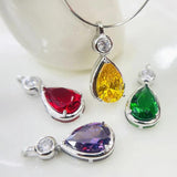 925 Silver Sweet Necklace Light Green Crystal Pendant