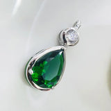 925 Silver Sweet Necklace Light Green Crystal Pendant