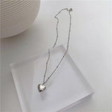 925 Sterling Silver Heart Pendant Necklace Round Jewelry For Women